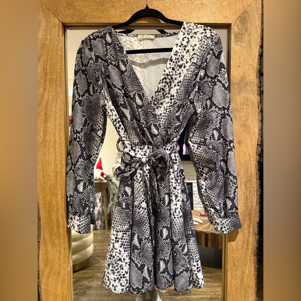 Snakeskin Print Wrap Dress